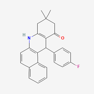 molecular formula C25H22FNO B4968903 12-(4-fluorophenyl)-9,9-dimethyl-8,9,10,12-tetrahydrobenzo[a]acridin-11(7H)-one 