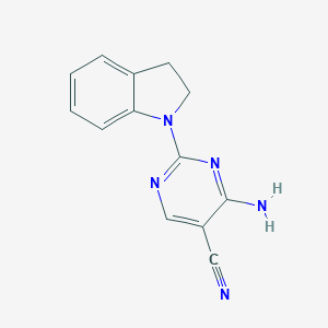 molecular formula C13H11N5 B496891 4-amino-2-(2,3-dihydro-1H-indol-1-yl)-5-pyrimidinecarbonitrile 