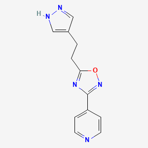 4-{5-[2-(1H-pyrazol-4-yl)ethyl]-1,2,4-oxadiazol-3-yl}pyridine