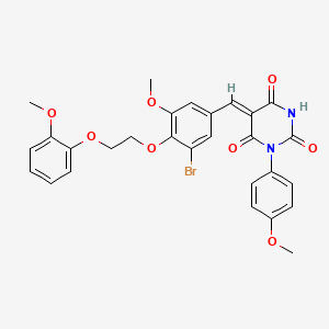 molecular formula C28H25BrN2O8 B4968925 5-{3-bromo-5-methoxy-4-[2-(2-methoxyphenoxy)ethoxy]benzylidene}-1-(4-methoxyphenyl)-2,4,6(1H,3H,5H)-pyrimidinetrione 