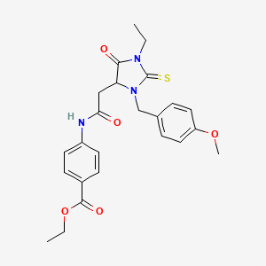 ethyl 4-({[1-ethyl-3-(4-methoxybenzyl)-5-oxo-2-thioxo-4-imidazolidinyl]acetyl}amino)benzoate