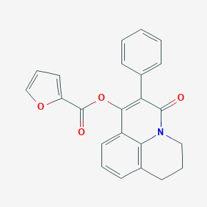 molecular formula C23H17NO4 B496896 5-oxo-6-phenyl-2,3-dihydro-1H,5H-pyrido[3,2,1-ij]quinolin-7-yl 2-furoate 