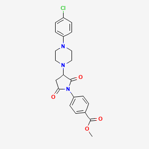molecular formula C22H22ClN3O4 B4968960 methyl 4-{3-[4-(4-chlorophenyl)-1-piperazinyl]-2,5-dioxo-1-pyrrolidinyl}benzoate 