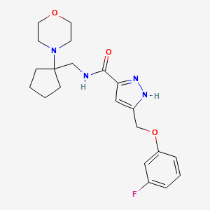 5-[(3-fluorophenoxy)methyl]-N-{[1-(4-morpholinyl)cyclopentyl]methyl}-1H-pyrazole-3-carboxamide