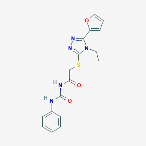 molecular formula C17H17N5O3S B496897 N-({[4-ethyl-5-(2-furyl)-4H-1,2,4-triazol-3-yl]sulfanyl}acetyl)-N'-phenylurea 