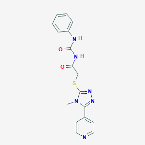 molecular formula C17H16N6O2S B496898 N-({[4-methyl-5-(4-pyridinyl)-4H-1,2,4-triazol-3-yl]sulfanyl}acetyl)-N'-phenylurea 