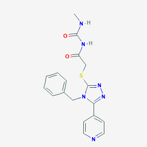 molecular formula C18H18N6O2S B496900 N-(methylcarbamoyl)-2-[[4-(phenylmethyl)-5-pyridin-4-yl-1,2,4-triazol-3-yl]thio]acetamide CAS No. 724701-80-8