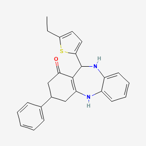 molecular formula C25H24N2OS B4969026 11-(5-ethyl-2-thienyl)-3-phenyl-2,3,4,5,10,11-hexahydro-1H-dibenzo[b,e][1,4]diazepin-1-one 