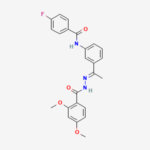 molecular formula C24H22FN3O4 B4969032 N-{3-[N-(2,4-dimethoxybenzoyl)ethanehydrazonoyl]phenyl}-4-fluorobenzamide 
