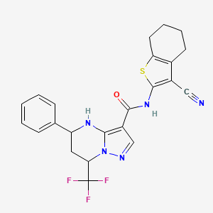molecular formula C23H20F3N5OS B4969035 N-(3-cyano-4,5,6,7-tetrahydro-1-benzothien-2-yl)-5-phenyl-7-(trifluoromethyl)-4,5,6,7-tetrahydropyrazolo[1,5-a]pyrimidine-3-carboxamide 