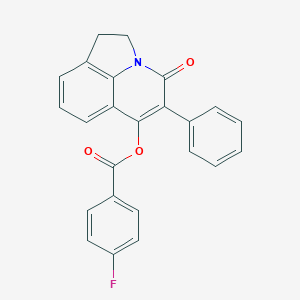 molecular formula C24H16FNO3 B496905 4-oxo-5-phenyl-1,2-dihydro-4H-pyrrolo[3,2,1-ij]quinolin-6-yl 4-fluorobenzoate 