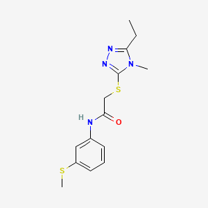 molecular formula C14H18N4OS2 B4969066 2-[(5-ethyl-4-methyl-4H-1,2,4-triazol-3-yl)thio]-N-[3-(methylthio)phenyl]acetamide 