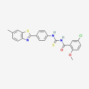 molecular formula C23H18ClN3O2S2 B4969091 5-chloro-2-methoxy-N-({[4-(6-methyl-1,3-benzothiazol-2-yl)phenyl]amino}carbonothioyl)benzamide 