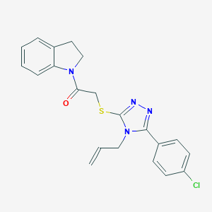 molecular formula C21H19ClN4OS B496910 4-allyl-5-(4-chlorophenyl)-4H-1,2,4-triazol-3-yl 2-(2,3-dihydro-1H-indol-1-yl)-2-oxoethyl sulfide 