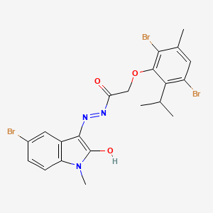 molecular formula C21H20Br3N3O3 B4969130 N'-(5-bromo-1-methyl-2-oxo-1,2-dihydro-3H-indol-3-ylidene)-2-(2,5-dibromo-6-isopropyl-3-methylphenoxy)acetohydrazide 