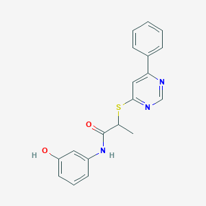 molecular formula C19H17N3O2S B4969168 N-(3-hydroxyphenyl)-2-[(6-phenyl-4-pyrimidinyl)thio]propanamide 