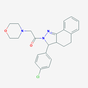 molecular formula C23H24ClN3O2 B496919 3-(4-chlorophenyl)-2-(4-morpholinylacetyl)-3,3a,4,5-tetrahydro-2H-benzo[g]indazole 