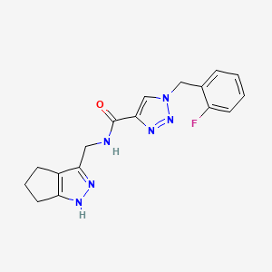 molecular formula C17H17FN6O B4969197 1-(2-fluorobenzyl)-N-(1,4,5,6-tetrahydrocyclopenta[c]pyrazol-3-ylmethyl)-1H-1,2,3-triazole-4-carboxamide 