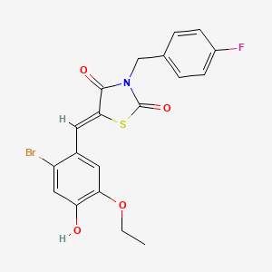 molecular formula C19H15BrFNO4S B4969249 5-(2-bromo-5-ethoxy-4-hydroxybenzylidene)-3-(4-fluorobenzyl)-1,3-thiazolidine-2,4-dione 