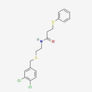 molecular formula C18H19Cl2NOS2 B4969250 N-{2-[(3,4-dichlorobenzyl)thio]ethyl}-3-(phenylthio)propanamide 