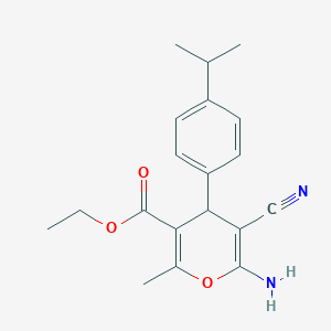 molecular formula C19H22N2O3 B4969260 ethyl 6-amino-5-cyano-4-(4-isopropylphenyl)-2-methyl-4H-pyran-3-carboxylate 