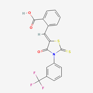 molecular formula C18H10F3NO3S2 B4969306 2-({4-oxo-2-thioxo-3-[3-(trifluoromethyl)phenyl]-1,3-thiazolidin-5-ylidene}methyl)benzoic acid 