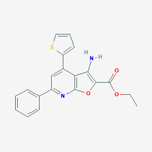 molecular formula C20H16N2O3S B496933 Ethyl 3-amino-6-phenyl-4-(2-thienyl)furo[2,3-b]pyridine-2-carboxylate 
