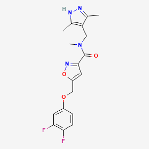 molecular formula C18H18F2N4O3 B4969337 5-[(3,4-difluorophenoxy)methyl]-N-[(3,5-dimethyl-1H-pyrazol-4-yl)methyl]-N-methyl-3-isoxazolecarboxamide 