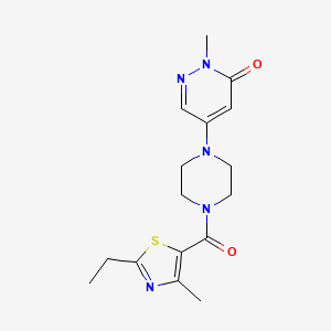 molecular formula C16H21N5O2S B4969343 5-{4-[(2-ethyl-4-methyl-1,3-thiazol-5-yl)carbonyl]-1-piperazinyl}-2-methyl-3(2H)-pyridazinone 