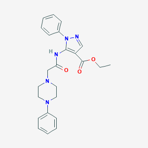 molecular formula C24H27N5O3 B496942 ethyl 1-phenyl-5-{[(4-phenyl-1-piperazinyl)acetyl]amino}-1H-pyrazole-4-carboxylate 