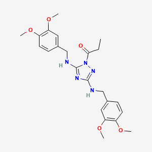 molecular formula C23H29N5O5 B4969427 N,N'-bis(3,4-dimethoxybenzyl)-1-propionyl-1H-1,2,4-triazole-3,5-diamine 