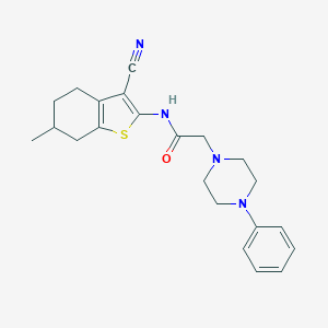 molecular formula C22H26N4OS B496944 N-(3-cyano-6-methyl-4,5,6,7-tetrahydro-1-benzothien-2-yl)-2-(4-phenyl-1-piperazinyl)acetamide 