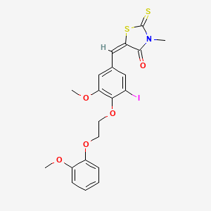 molecular formula C21H20INO5S2 B4969466 5-{3-iodo-5-methoxy-4-[2-(2-methoxyphenoxy)ethoxy]benzylidene}-3-methyl-2-thioxo-1,3-thiazolidin-4-one 
