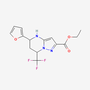 molecular formula C14H14F3N3O3 B4969480 ethyl 5-(2-furyl)-7-(trifluoromethyl)-4,5,6,7-tetrahydropyrazolo[1,5-a]pyrimidine-2-carboxylate 