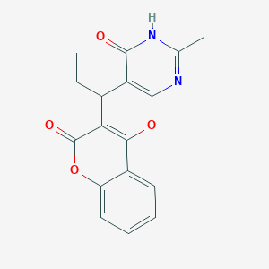 molecular formula C17H14N2O4 B496950 7-ethyl-10-methyl-7,9-dihydro-6H,8H-chromeno[3',4':5,6]pyrano[2,3-d]pyrimidine-6,8-dione 