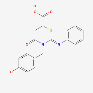 molecular formula C19H18N2O4S B4969538 3-(4-methoxybenzyl)-4-oxo-2-(phenylimino)-1,3-thiazinane-6-carboxylic acid 