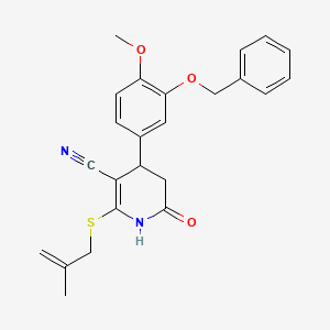 molecular formula C24H24N2O3S B4969556 4-[3-(benzyloxy)-4-methoxyphenyl]-2-[(2-methyl-2-propen-1-yl)thio]-6-oxo-1,4,5,6-tetrahydro-3-pyridinecarbonitrile 