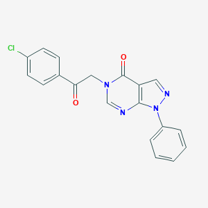 molecular formula C19H13ClN4O2 B496957 5-[2-(4-chlorophenyl)-2-oxoethyl]-1-phenyl-1,5-dihydro-4H-pyrazolo[3,4-d]pyrimidin-4-one 