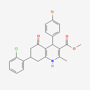 molecular formula C24H21BrClNO3 B4969579 methyl 4-(4-bromophenyl)-7-(2-chlorophenyl)-2-methyl-5-oxo-1,4,5,6,7,8-hexahydro-3-quinolinecarboxylate 