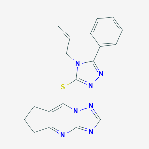 molecular formula C19H17N7S B496959 8-[(4-allyl-5-phenyl-4H-1,2,4-triazol-3-yl)sulfanyl]-6,7-dihydro-5H-cyclopenta[d][1,2,4]triazolo[1,5-a]pyrimidine 