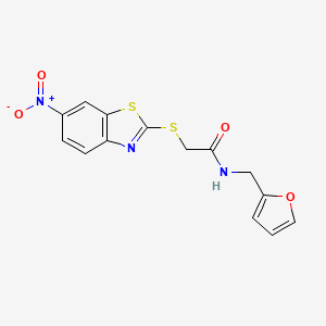 molecular formula C14H11N3O4S2 B4969601 N-(2-furylmethyl)-2-[(6-nitro-1,3-benzothiazol-2-yl)thio]acetamide 