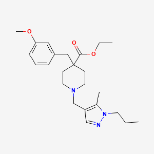 molecular formula C24H35N3O3 B4969622 ethyl 4-(3-methoxybenzyl)-1-[(5-methyl-1-propyl-1H-pyrazol-4-yl)methyl]-4-piperidinecarboxylate 