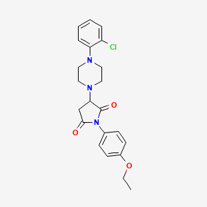 molecular formula C22H24ClN3O3 B4969629 3-[4-(2-chlorophenyl)-1-piperazinyl]-1-(4-ethoxyphenyl)-2,5-pyrrolidinedione 