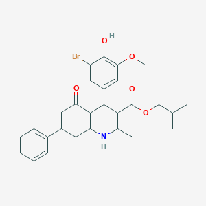 molecular formula C28H30BrNO5 B4969636 isobutyl 4-(3-bromo-4-hydroxy-5-methoxyphenyl)-2-methyl-5-oxo-7-phenyl-1,4,5,6,7,8-hexahydro-3-quinolinecarboxylate 