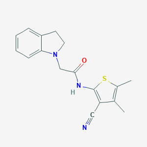 molecular formula C17H17N3OS B496964 N-(3-cyano-4,5-dimethyl-2-thienyl)-2-(2,3-dihydro-1H-indol-1-yl)acetamide 