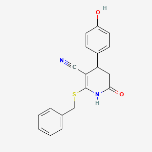 molecular formula C19H16N2O2S B4969648 2-(benzylthio)-4-(4-hydroxyphenyl)-6-oxo-1,4,5,6-tetrahydro-3-pyridinecarbonitrile 