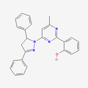 molecular formula C26H22N4O B4969728 2-[4-(3,5-diphenyl-4,5-dihydro-1H-pyrazol-1-yl)-6-methyl-2-pyrimidinyl]phenol 