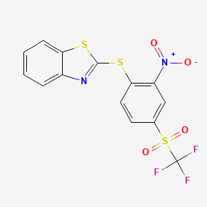 molecular formula C14H7F3N2O4S3 B4969764 2-({2-nitro-4-[(trifluoromethyl)sulfonyl]phenyl}thio)-1,3-benzothiazole 