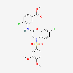 molecular formula C24H22Cl2N2O7S B4969787 methyl 4-chloro-3-({N-(4-chlorophenyl)-N-[(3,4-dimethoxyphenyl)sulfonyl]glycyl}amino)benzoate 