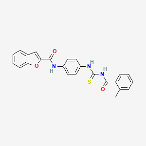 molecular formula C24H19N3O3S B4969867 N-[4-({[(2-methylbenzoyl)amino]carbonothioyl}amino)phenyl]-1-benzofuran-2-carboxamide 